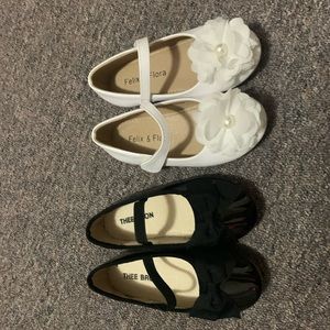 White and black little girls dress flats size 9